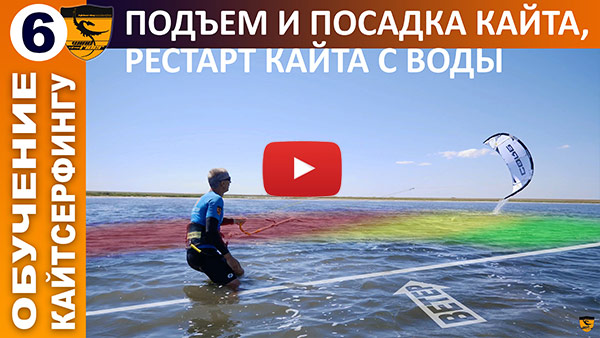 Обучение кайтингу. Урок 6. Подъем и посадка кайта, рестарт кайта с воды